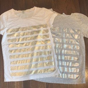 Two metallic striped T-shirts!